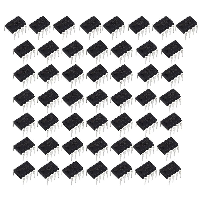 DORHEA 50Pcs NE555 Timer IC NE555P 8-Pin with Machined Contact Pins NE555P IC Chip Single Precision Timer - Image 1